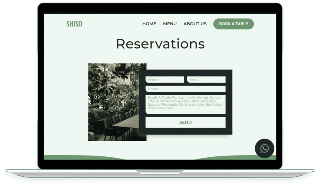 Shiso Template by The Web Cuisine web agency for restaurants